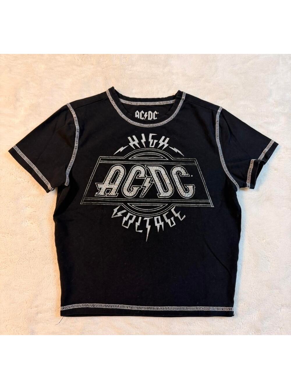 Y2K AC/DC black cropped tee